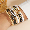 Black and white Polymer Clay Heishi Beaded Stretch Bracelet Sets LV4210-1