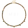 Adjustable 4MM Round and Teeardrop Natural Unakite Beaded Necklace for Women Elegant Casual Jewelry Gift YO7964-4-1