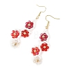 Flower Glass Seed Beaded Dangle Earrings EJEW-MZ00775-03-4