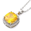 Square Brass Pave Cubic Zirconia Pendant Necklaces for Women NJEW-G156-02P-3