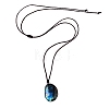 Natural Labradorite Oval Pendant Necklaces PW-WGBBC83-01-5