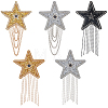5Pcs 5 Styles Resin Rhinestone with Iron Ball Chain Tassel Sew On Patches PATC-CY0001-68-1