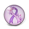 Breast Cancer Awareness Ribbon Glass Brooches JEWB-L019-01H-1