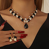 Alloy & Rhinestone & Glass Pendant Necklaces & Stud Dangle Earrings FS-WGB9FAE-03-1
