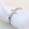 Cross Titanium Steel Micro Pave Clear Cubic Zirconia Finger Rings for Women FS-WG88B59-03-3