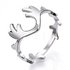 Non-Tarnish 304 Stainless Steel Deer Antler Adjustable Ring for Women X-RJEW-T027-06P-1