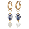 Oval with Heart 304 Stainless Steel Hoop Earrings EJEW-JE06927-3