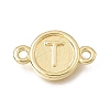 Brass Disc with Initial Links Connector Charms KK-E802-36G-T-1