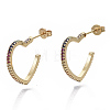 Brass Micro Pave Colorful Cubic Zirconia Stud Earrings EJEW-S208-009-1