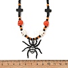 Halloween Alloy Enamel Spider Pendant Necklaces NJEW-TA00278-4