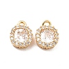 Brass Clear Cubic Zirconia Charms ZIRC-P104-04G-2