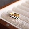 Black & White Checkerboard Stainless Steel Enamel Finger Rings FS-WG83B81-03-3