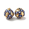 Round with Evil Eye Brass Enamel Pendants KK-G419-15G-03-2