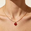 Zinc Alloy Ruby Rhinestone Love Heart Pendant Necklaces for Women TZ8226-3