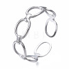 304 Stainless Steel Oval Wrap Open Cuff Ring RJEW-T023-68P-3