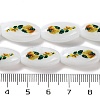 Printing Glass Oval Beads for Necklaces Bracelets Making GLAA-B020-01A-07-5
