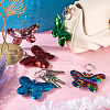 8Pcs 8 Colors Reflective Sequin Butterfly Pendant Keychain KEYC-TA0001-19-6