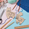 1 Set Sheep Shape Wooden Knitting Needle Gauge & Yarn Wrap Guide Board DIY-BC0006-95-4