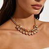 CCB Nuggets Beaded Double Layer Necklaces with Alloy Chains for Women WG24CCD-01-1