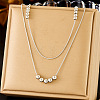 304 Stainless Steel Round Beaded Double Layer Necklaces for Women WG7E2B4-05-1