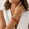 304 Stainless Steel Enamel Red Strawberry Open Cuff Bangles for Women WG62D08-01-5