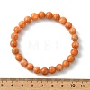 Natural Orange Calcite Beads   Stretch Bracelets for Women Men BJEW-JB13732-4