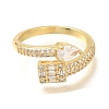 Rack Plating Brass Micro Pave Cubic Zirconia Open Cuff Rings for Women RJEW-M022-32G-2