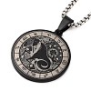 Retro Mandala 201 Stainless Steel Box Chain Constellation Pendant Necklaces for Women Men NJEW-M223-01D-1