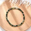 Natural Moss Agate Beaded Stretch Bracelets BJEW-D446-A-44-1