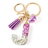 Alloy Resin Heart Keychains KEYC-TADJ0002-01G-J-2