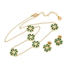 304 Stainless Steel with Resin Flower Link Chain Necklaces & Stud Earrings SJEW-Z005-02G-02-4