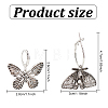 2 Pairs 2 Style Moth & Butterfly Zinc Alloy Dangle Hoop & Leverback Earrings EJEW-AN0002-64-2