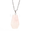 Natural Rose Quartz Halloween Coffin Pendant Necklace with Platinum Alloy Chains PW-WG29489-07-1