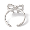Bowknot Brass Micro Pave Clear Cubic Zirconia Open Cuff Rings for Women RJEW-C098-05P-3