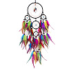 Iron Woven Web/Net with Feather Cotton Cord Wind Chime Pendant Decorations PW-WG20988-01-1