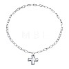 Alloy Textured Cross Pendant Paperclip Chain Necklaces FS-WGDACB3-02-5