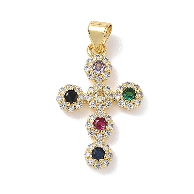 Brass Micro Pave Cubic Zirconia Pendants KK-L268-015G-A02-1