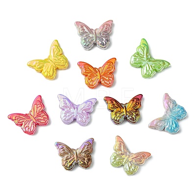 50Pcs 2 Styles UV Plating Acrylic Beads MACR-CJ0002-16-1
