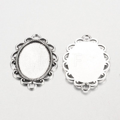 Oval Tibetan Style Alloy Cabochon Connector Settings PALLOY-K112-15AS-RS-1