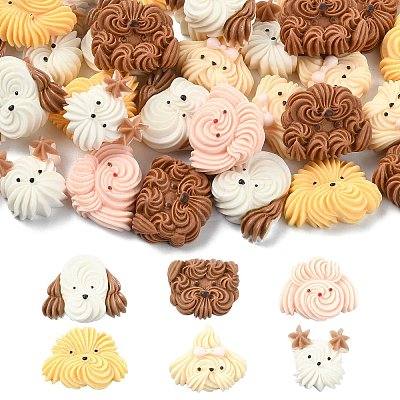 60Pcs 6 Styles Opaque Resin Cabochons FIND-CJZ0001-013-1