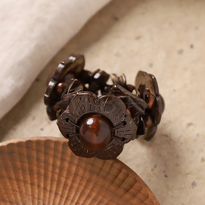 Bohemian Coconut & Wood Beaded Stretch Bracelets for Women WG6B5F6-01-1