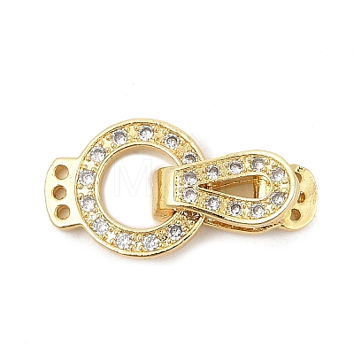 Brass Micro Pave Clear Cubic Zirconia Fold Over Clasps KK-P299-07G-1