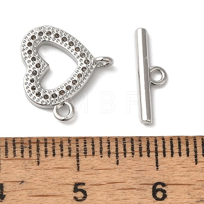 Brass Micro Pave Clear Cubic Zirconia Toggle Clasps KK-N254-69P-1