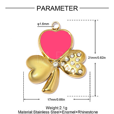 304 Stainless Steel Enamel Pendants STAS-OY014-78G-1