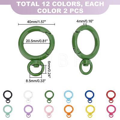   24Pcs 12 Colors Baking Paint Alloy Swivel Clasps FIND-PH0010-73-1