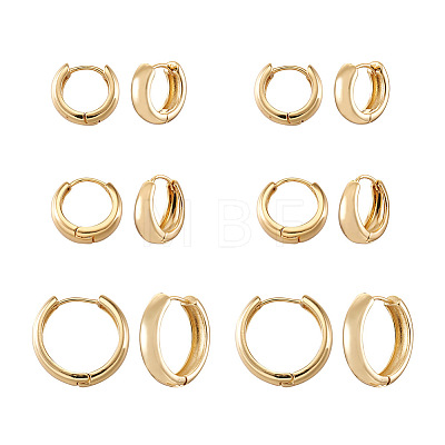 YILISI 6 Pairs 3 Styles Brass Huggie Hoop Earrings EJEW-YS0001-01-1