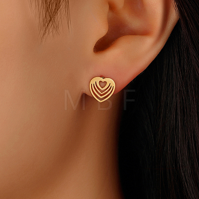 Elegant Vintage Gold Plated Stainless Steel Heart Stud Earrings for Women GU7632-2-1