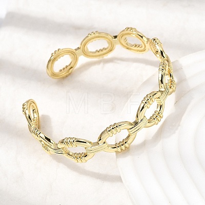 Brass Oval Link Cuff Bangles for Women BJEW-K274-15G-1