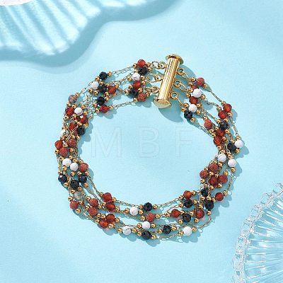 304 Stainless Steel with Gemstone Multi-strand Link Chain Bracelets for Women BJEW-JB12985-1
