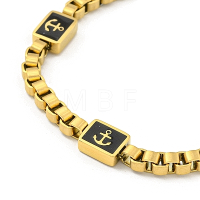 304 Stainless Steel Enamel Box Chain Anchor Link Bracelets for Women BJEW-G717-15G-1